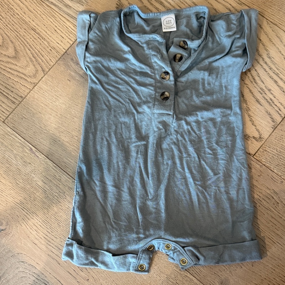 Blue Button-Up Baby Romper